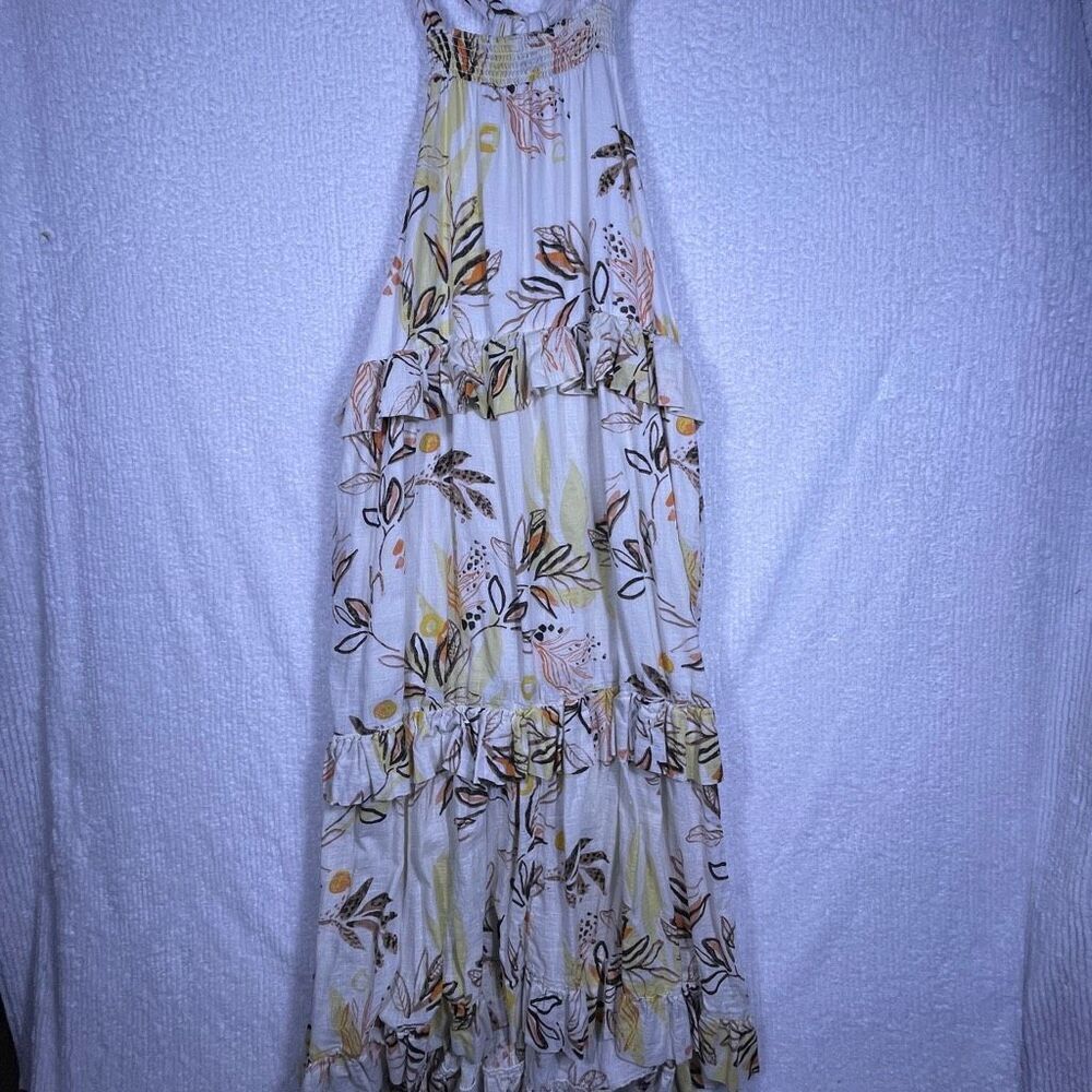 Free People Ivory Combo Floral Ruffle Tiered Halter Anita Maxi Dress Medium - Picture 2 of 10
